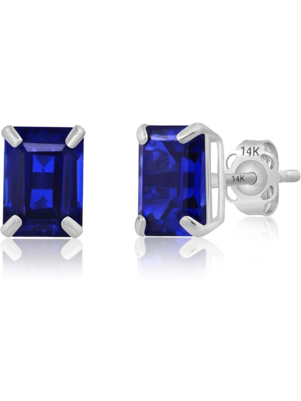 Solid 14K Gold 7x5mm Solitaire Gemstone Stud Earrings for Women